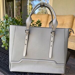 BOSTANTEN Women Briefcase Tote Crossbody Shoulder Laptop Bag PU Leather Gray